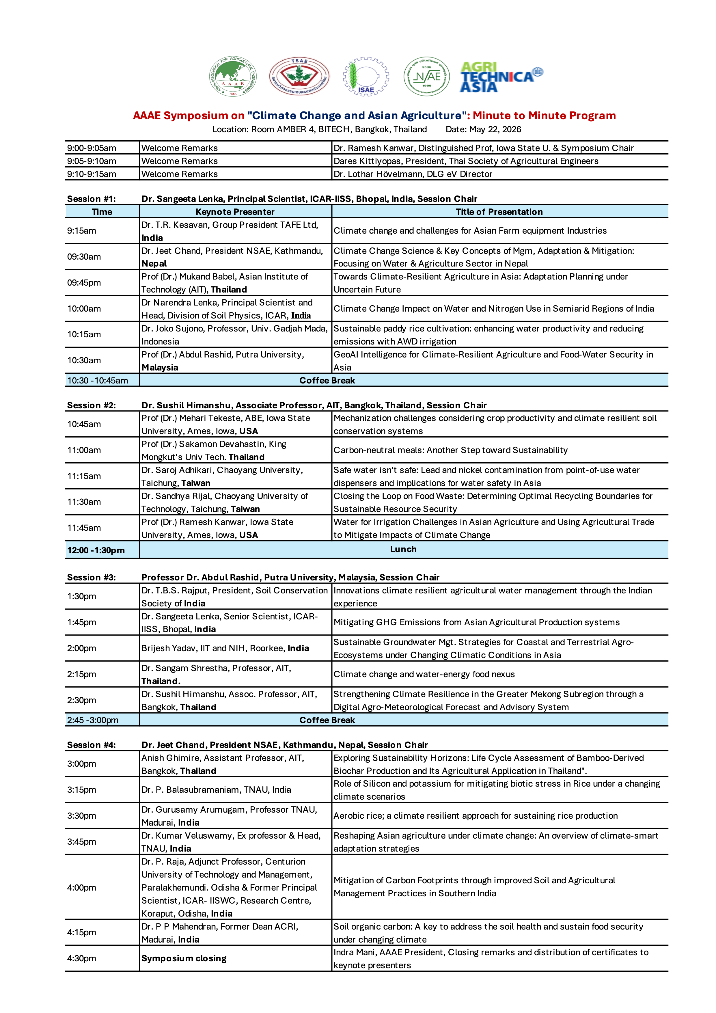 AAAE Symposium 2026 – Asian Association for Agricultural Engineering